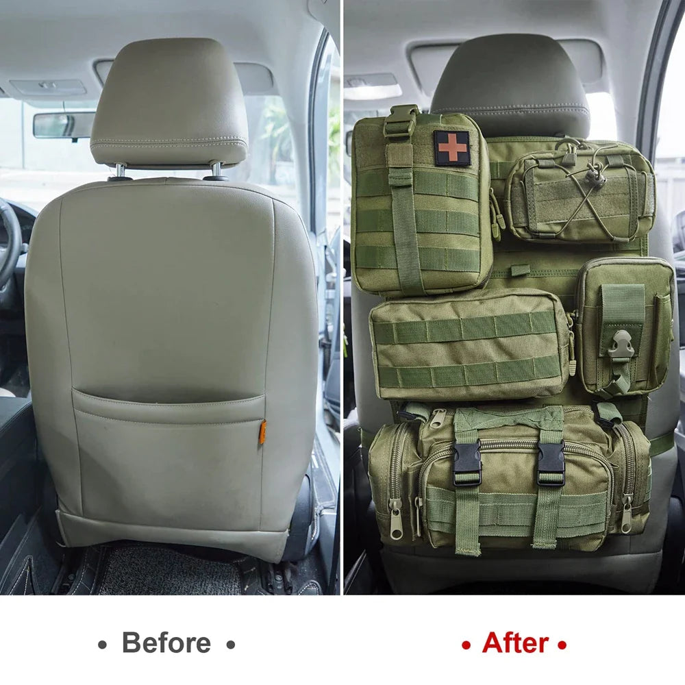 Tactical MOLLE Seat Organizer Full Set storage compartments