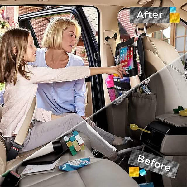 2-Piece: Car Rear Seat Organizer Storage Bag installed in vehicle