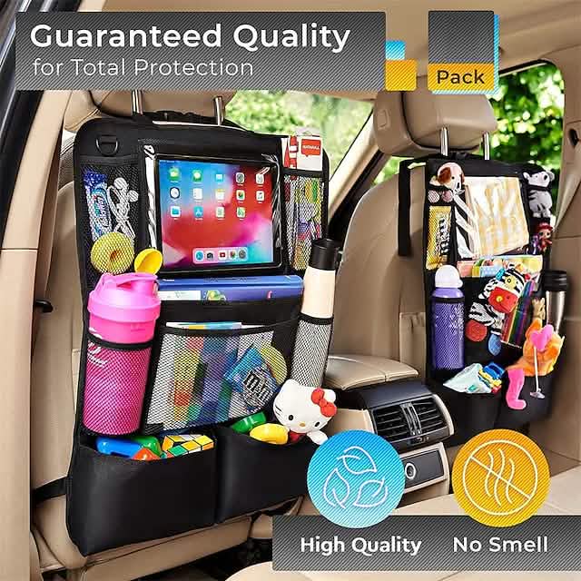 2-Piece: Car Rear Seat Organizer Storage Bag installed in vehicle