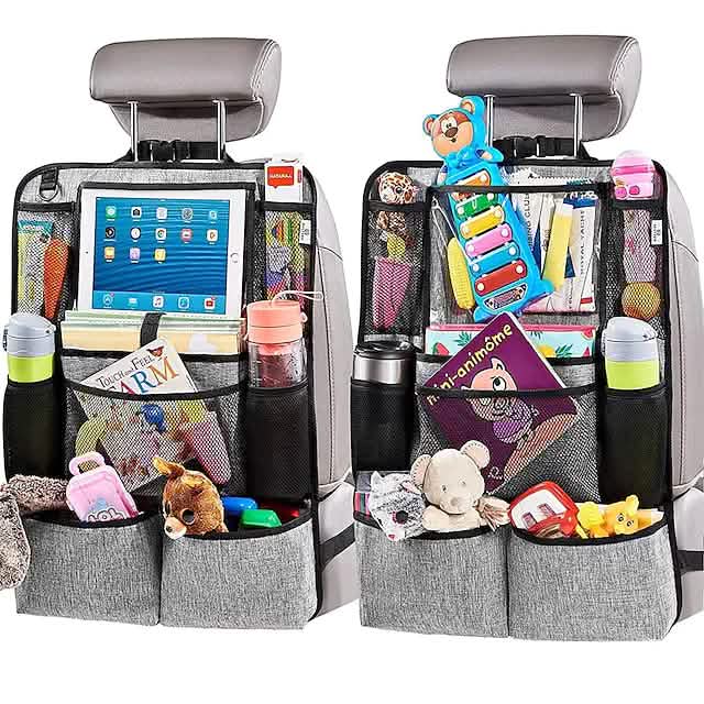 2-Piece: Car Rear Seat Organizer Storage Bag installed in vehicle