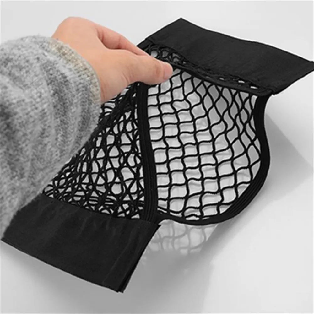 Car Trunk Storage Mesh Net Bag installed in vehicle
