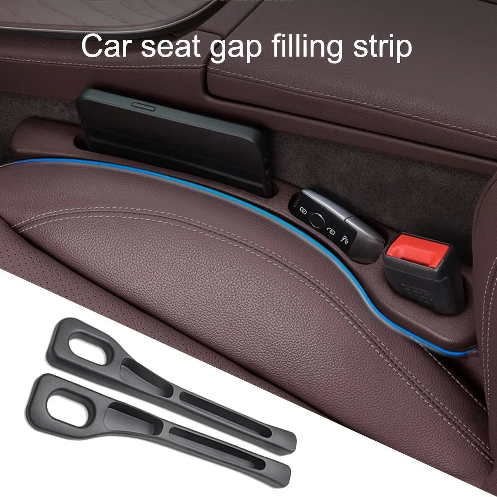 2pc Car Seat Gap Filler Organizer Pu Waterproof Car Seat Gap Plug Strip with 2 Grooves Seat Gap Storage Auto Interior Accessories