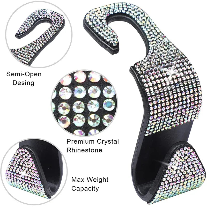 Rhinestone Car Seat Back Hook sparkling crystal design