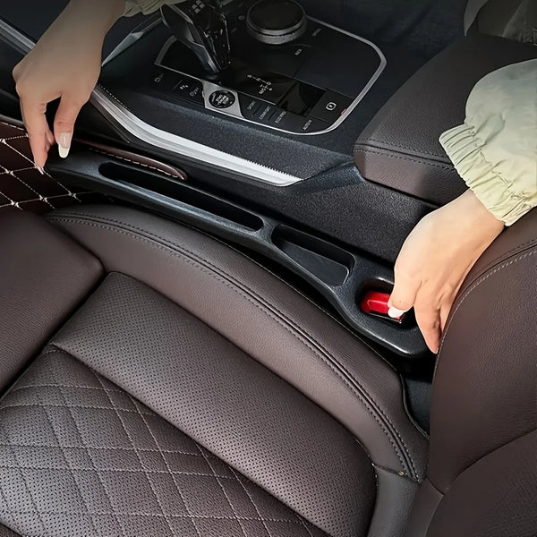 2pc Car Seat Gap Filler Organizer Pu Waterproof Car Seat Gap Plug Strip with 2 Grooves Seat Gap Storage Auto Interior Accessories