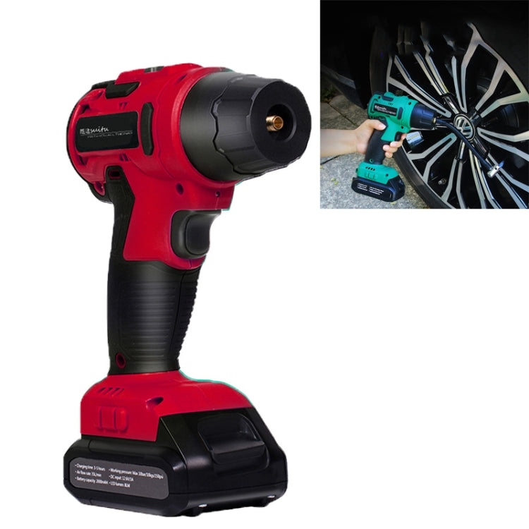 High-pressure Handheld Smart Digital Display Car Portable Wireless Tire Inflator (Red)