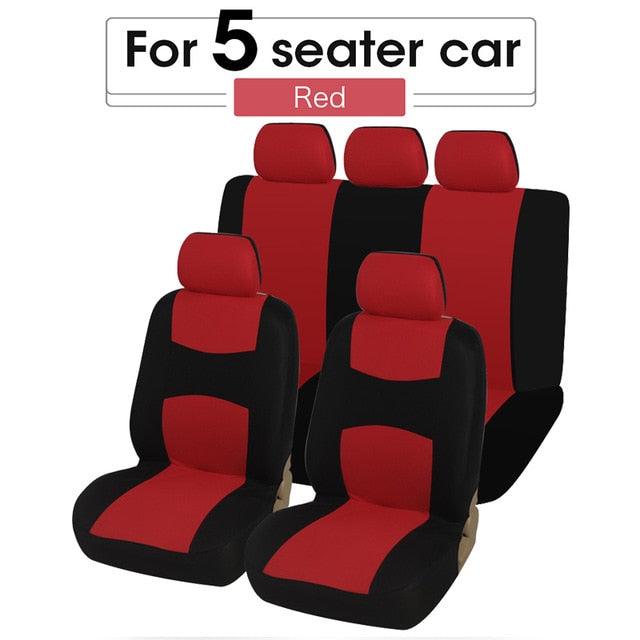 Flat Cloth Car Seat Cover Full Set installed in vehicle
