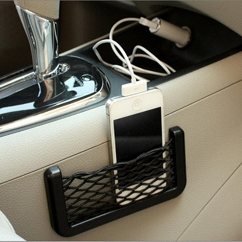 Car Seat Side Storage Net Pocket Organizer installed in vehicle