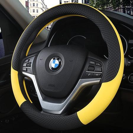 Universal Car Steering Wheel Cover installed in vehicle