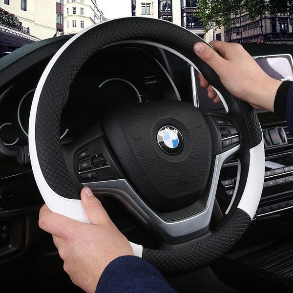 Universal Car Steering Wheel Cover installed in vehicle